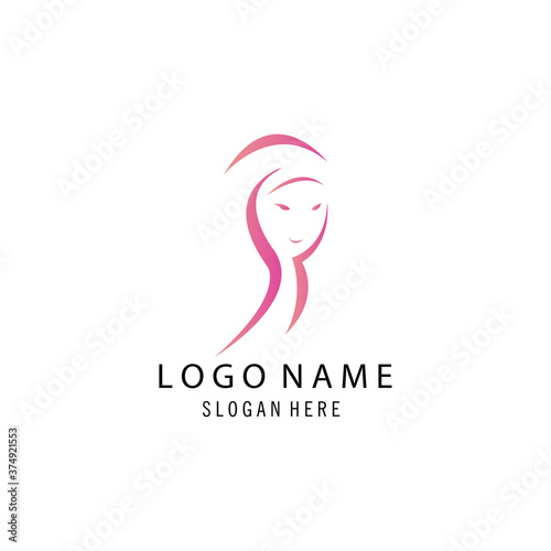 hijab muslimah logo, fashion design, vector illustration