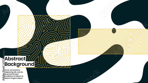 Abstract background illustration. Striped shapes and liquid strokes. Decorative minimal background, backdrop. Outline texture, geometric elements and flow shapes. Eps10 vector.