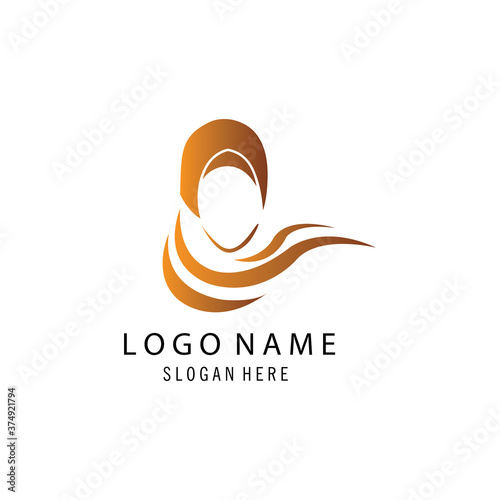 hijab muslimah logo, fashion design, vector illustration