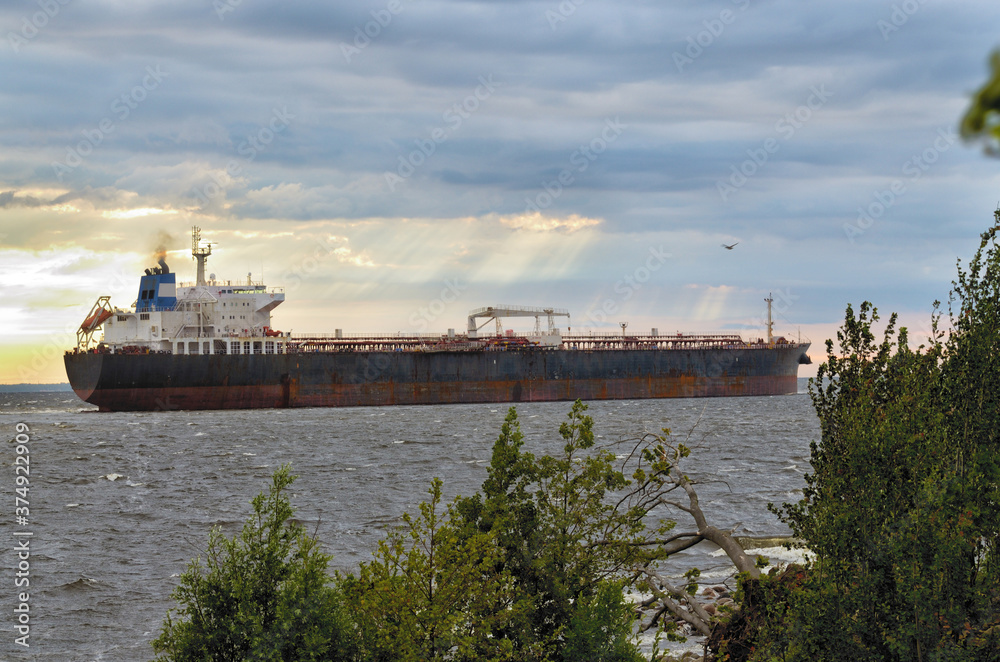 The big ship goes to sea.