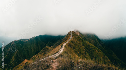 Panoramic image of Binh Lieu mountains area in Quang Ninh province in northeastern Vietnam. This is the border region of Vietnam - China. photo