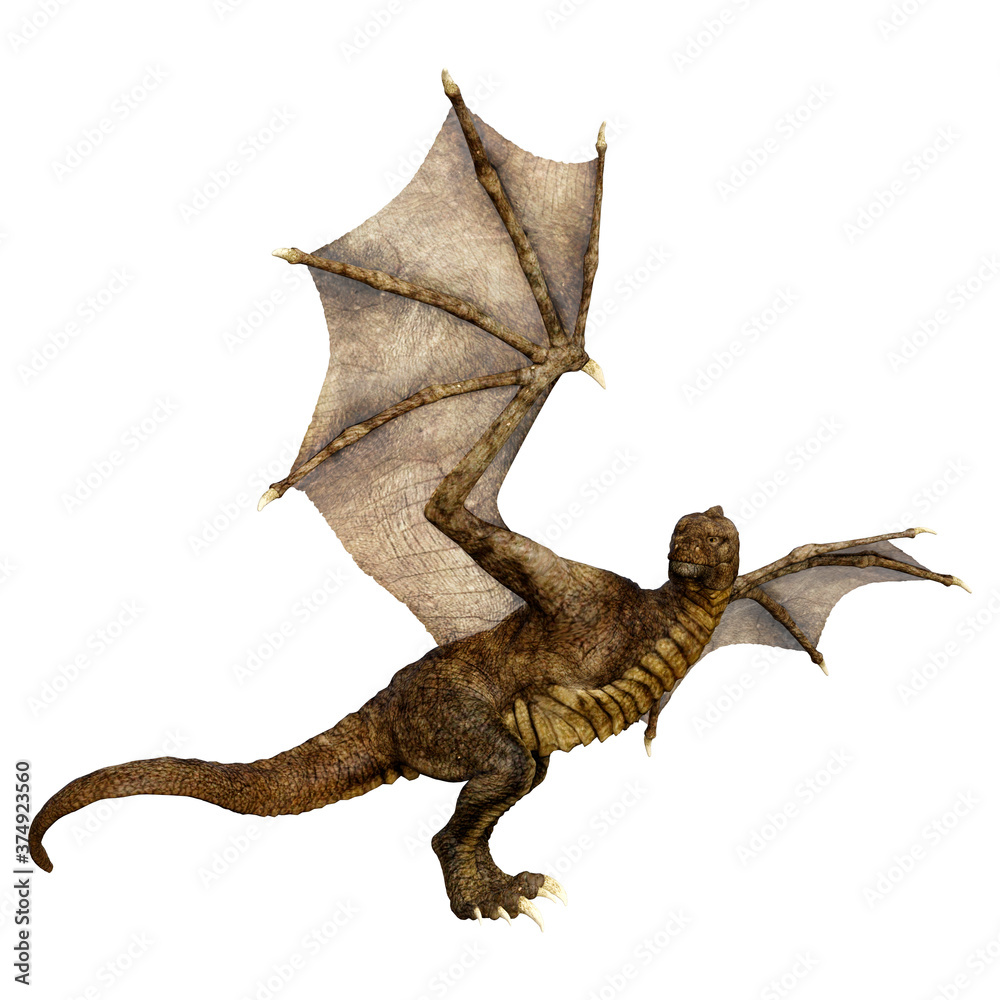 Fototapeta premium 3D Rendering Fairy Tale Dragon on White