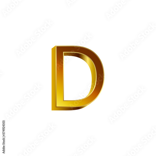 Luxury and Modern Design of 3d Golden D Alphabet .Golden Colored 3d Design of D Alphabet.Golden Colored Alphabetic Collection.