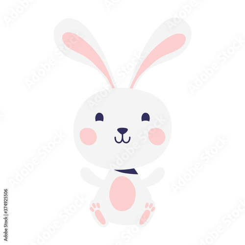 cute easter little rabbit seated character