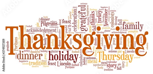 Thanksgiving vector illustration word cloud isolated on a white background.