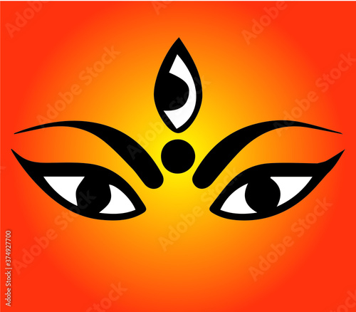 Photos Navratri illustration of Maa Durga in Happy Durga Puja durga face with backgroun