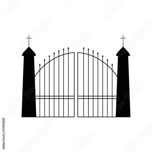 cemetery gate entrance silhouette icon