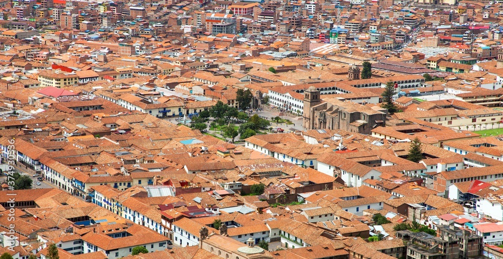 Beautiful view of hisric centre of Cusco or Cuzco city