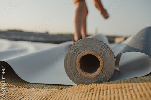 Photos Roofing PVC membrane in rolls and geotextile