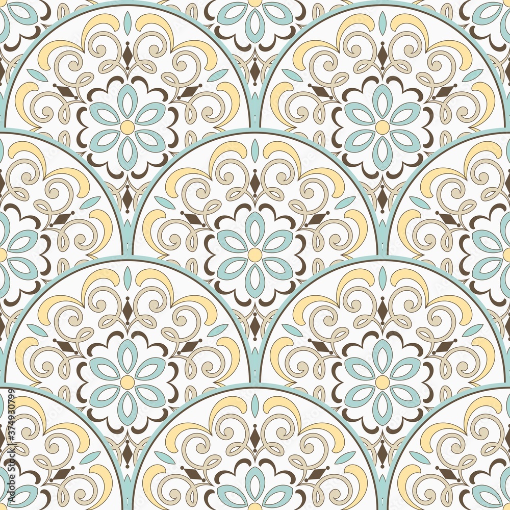 Seamless damask wallpaper. Vintage pattern in Victorian style . Hand drawn floral pattern. Shabby chic Vector illustration