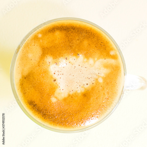 A coffe in a glass cup