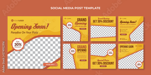 Opening soon banner. Food promotion banner for social media post template