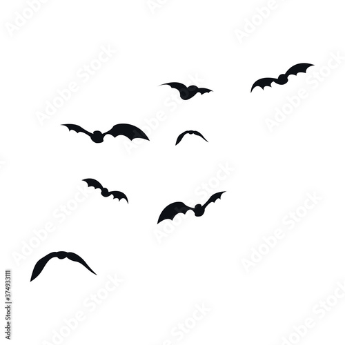 halloween bats flying silhouette icons