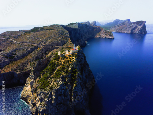 Beautiful aerial view of Formentor lighthouse, Balearic Islands, Spain photo