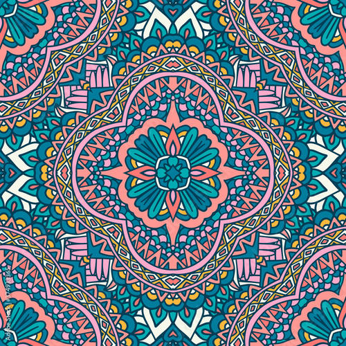 Abstract festive colorful floral mandala vector ethnic boho pattern