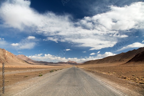 Pamir highway road in Tajikistan mountain landsscape