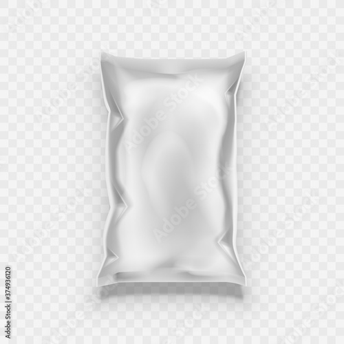 Crumpled White Foil Pillow Bag For Food Packaging