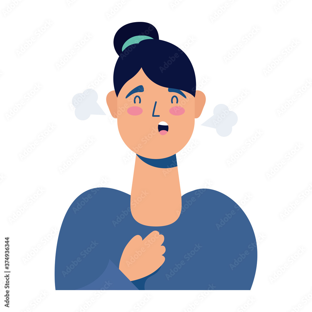 young woman sick with fever colorfull character young woman sick with fever colorfull character