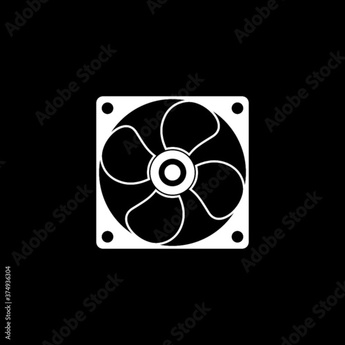 Cooling fan icon isolated on dark background