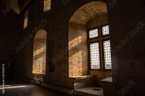 Inside view of the Palais de Papes, in Avignon, France.