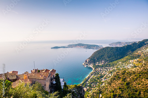 The coastal view of Eze, the small town in Provence, France.