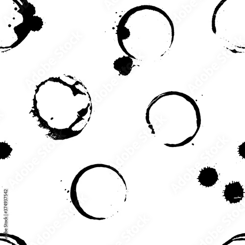 Cup or glass stains pattern. Grunge stains seamless background. Coffee. Wine. Water. Juice. Coffee or tea cup. Wine glass stain. Splatter. Splash. Drinks splash.