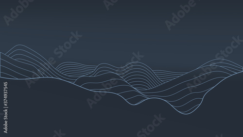 3D Abstract Elevation Contour Topography Line Map