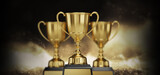 close up golden trophy award with copy space for text. 3d rendering.