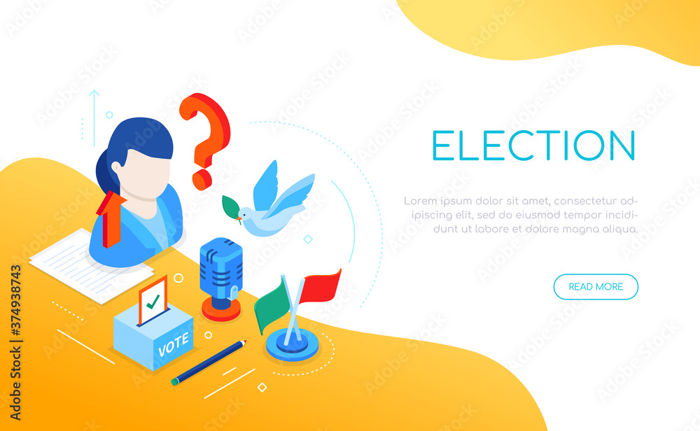 Election and voting - modern colorful isometric web banner