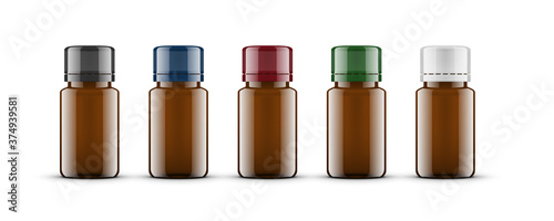 Essential Oil Brown Glass Bottle. Cosmetic Flask