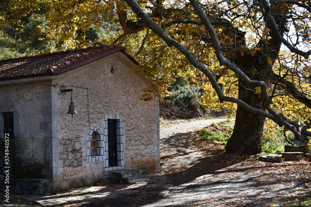 Old, Stone Chapel located on highlands of Greece Old, Stone Chapel located on highlands of Greece