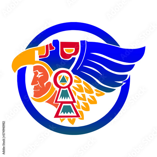 Aztec Mexican Eagle Warrior Logo Concept 