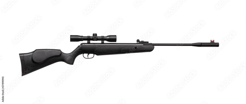 Air rifle isolate on a white back. Small-caliber weapons for sport shooting and hunting.
