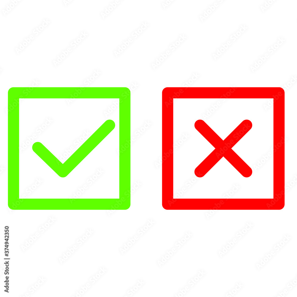 check mark icon. Tick and cross signs. Vector illustration. check mark icon. Tick and cross signs. Vector illustration.