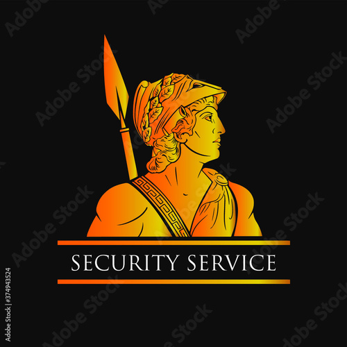 Greek's god of war Ares, with spear and helmet. Best for security logo.  