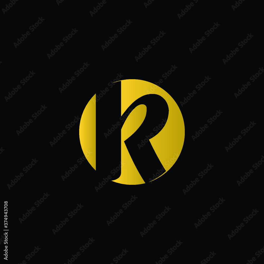 Initial Letter K in black color inside a gold circle Initial Letter K in black color inside a gold circle