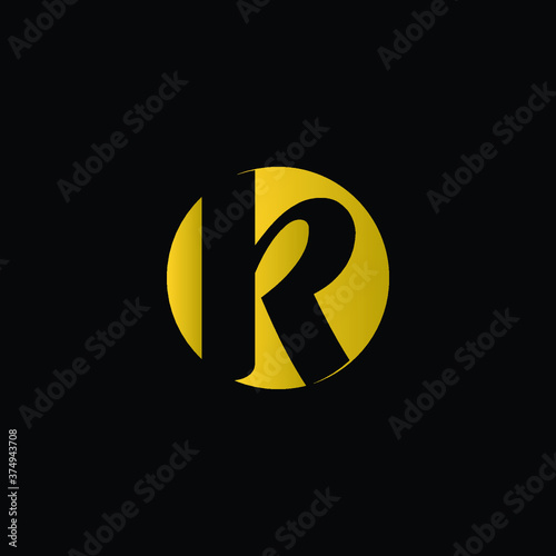 Initial Letter K in black color inside a gold circle