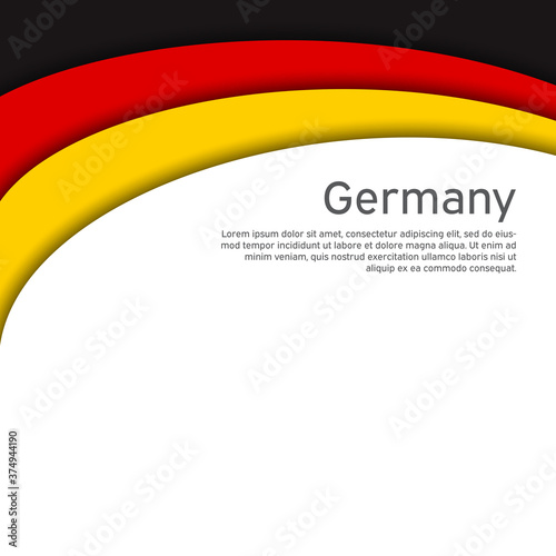 Abstract waving germany flag. Paper cut style. Creative background for design of patriotic holiday card. National poster. State German patriotic cover, flyer. Vector tricolor design
