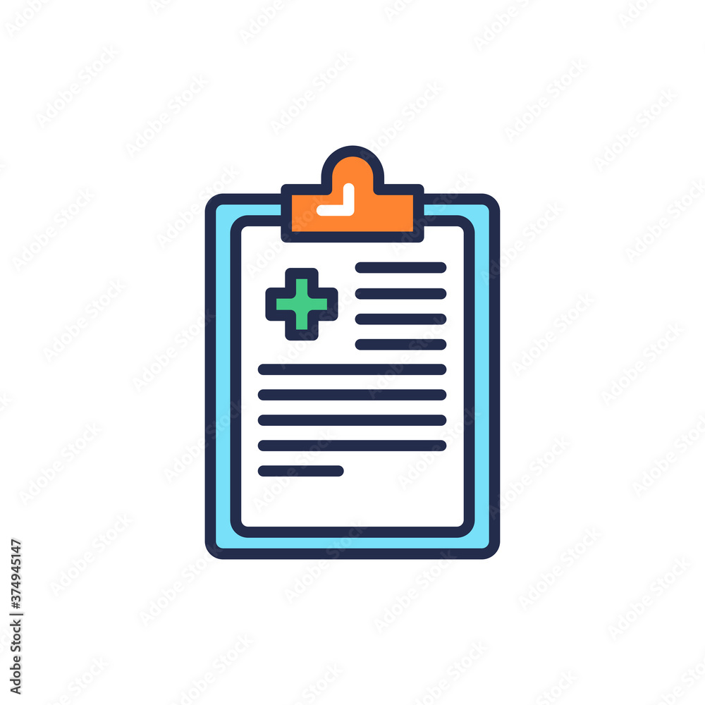 Medical clipboard black line icon. Patient card. Isolated vector element. Outline pictogram for web page, mobile app, promo Medical clipboard black line icon. Patient card. Isolated vector element. Outline pictogram for web page, mobile app, promo