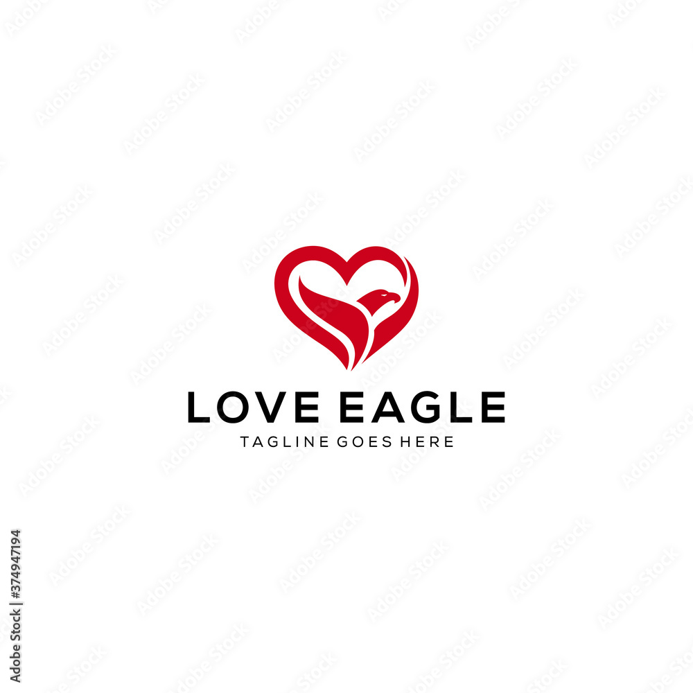 Illustration Creative luxury Modern love Eagle / hawk Logo Vector icon template