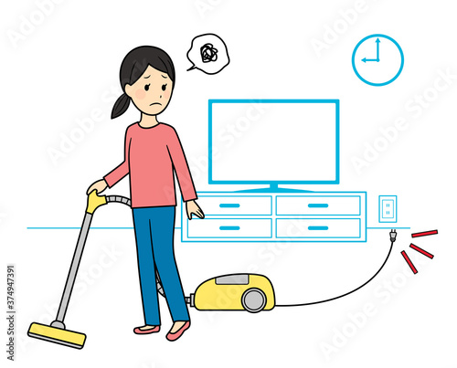 illustration of using vacuum cleaner