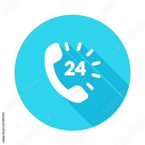 24 hour support call center icon. Steady available services. Twe