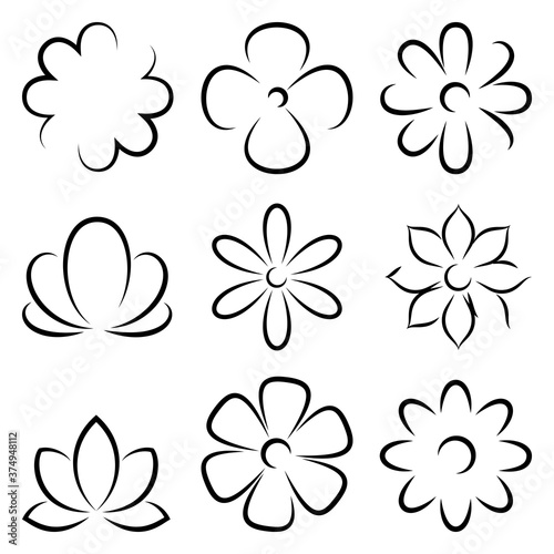 Vector flowers silhouettes