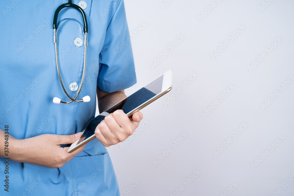 Asian female nurse isolated on white background, Concept of medical and health care. Asian female nurse isolated on white background, Concept of medical and health care.