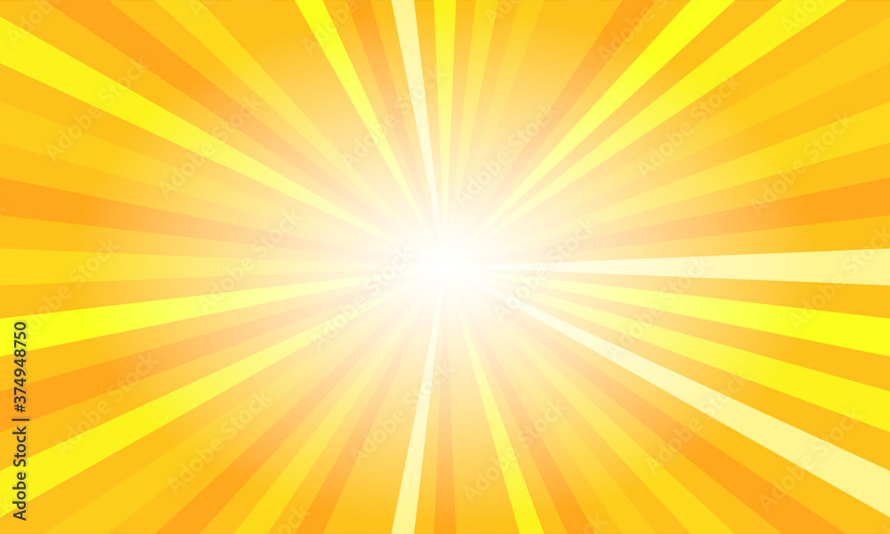 Yellow sun rays. Summer banner with burst