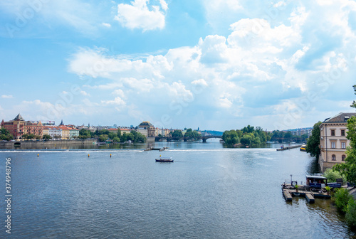 Rzeka woda panorama stare miasto czechy praga