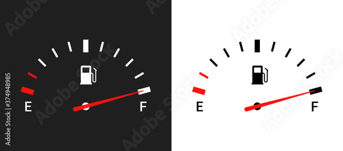 Fuel indicators gas meter. Gauge vector tank full icon. Car dial petrol gasoline dashboard photo