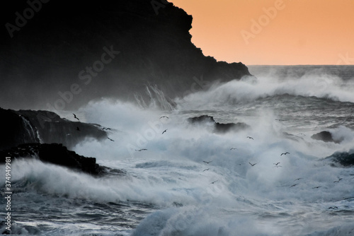 Mar, olas y atardecer 