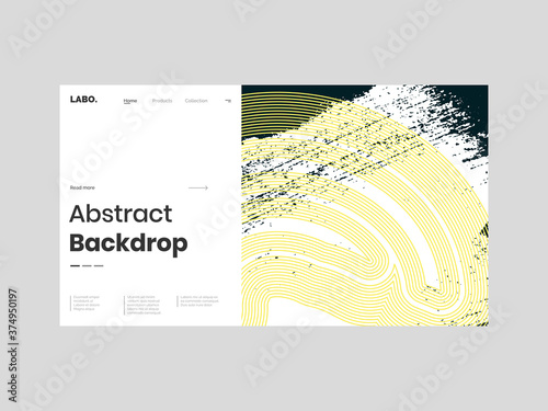 Abstract homepage illustration. Colorful lines and paint strokes. Striped minimal background, backdrop. Hand drawn texture and outline shapes. Eps10 vector.