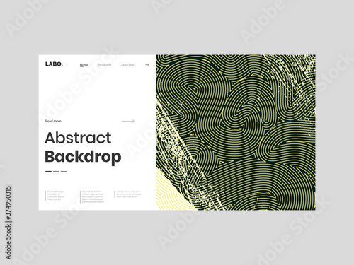 Abstract homepage illustration. Colorful lines and paint strokes. Striped minimal background, backdrop. Hand drawn texture and outline shapes. Eps10 vector.